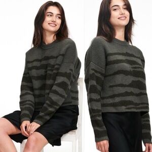 Naadam Wool Cashmere Tiger Stripe Crewneck Sweater